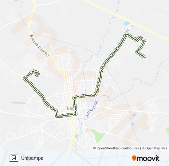 Mapa da linha 03 IVO FERRONATO - UNIPAMPA / ARVOREZINHA de ônibus