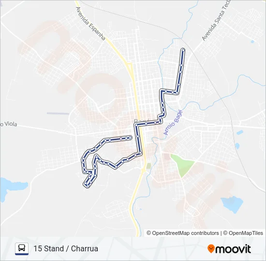 15 STAND / CHARRUA Bus Line Map