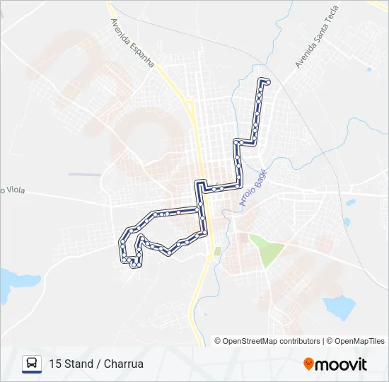 15 STAND / CHARRUA Bus Line Map