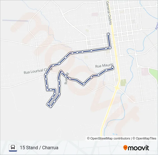 15 STAND / CHARRUA Bus Line Map
