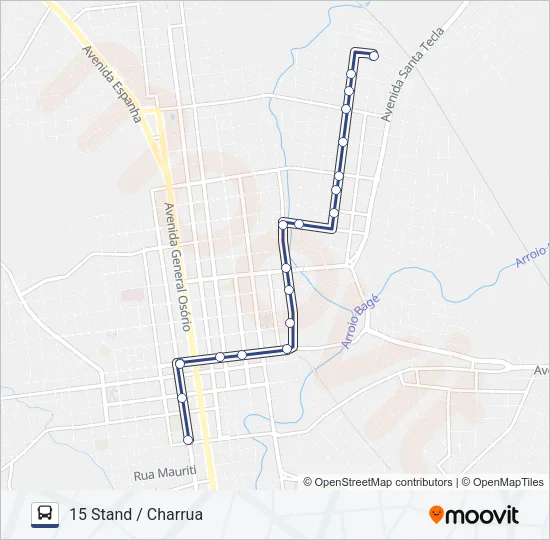 15 STAND / CHARRUA Bus Line Map