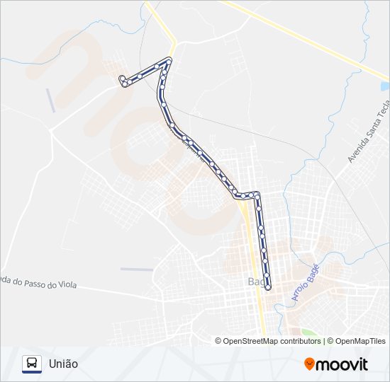 Mapa da linha 08 UNIÃO de ônibus