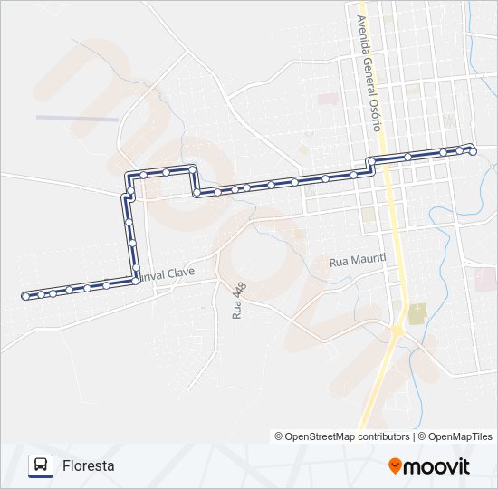 Mapa da linha 13 FLORESTA de ônibus