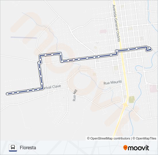 Mapa da linha 13 FLORESTA de ônibus