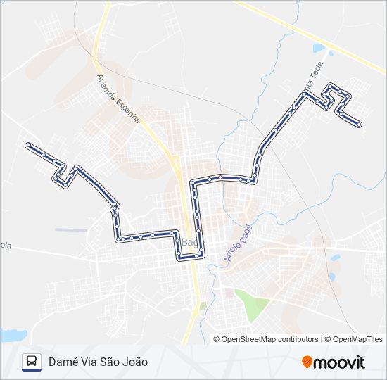 Mapa da linha 02 DAMÉ / MALAFAIA de ônibus