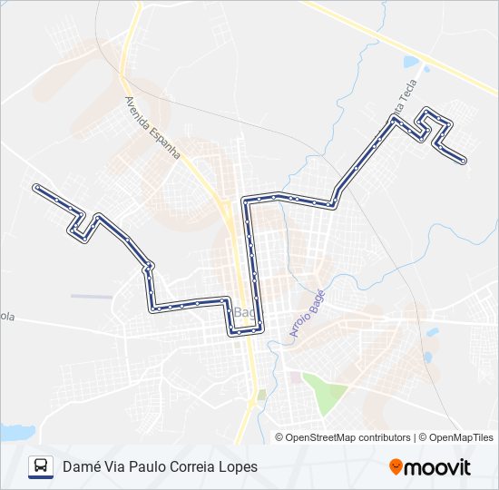 Mapa da linha 02 DAMÉ / MALAFAIA de ônibus