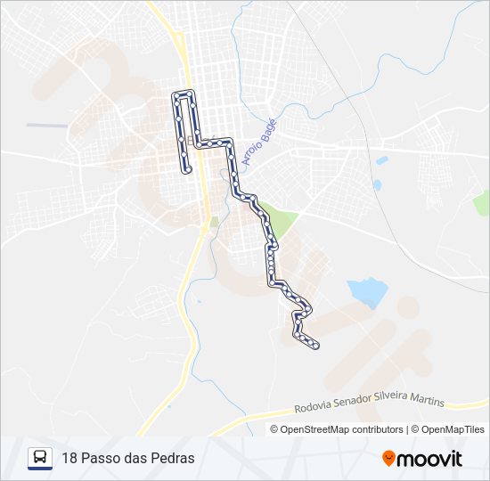 Mapa da linha 18 PASSO DAS PEDRAS de ônibus
