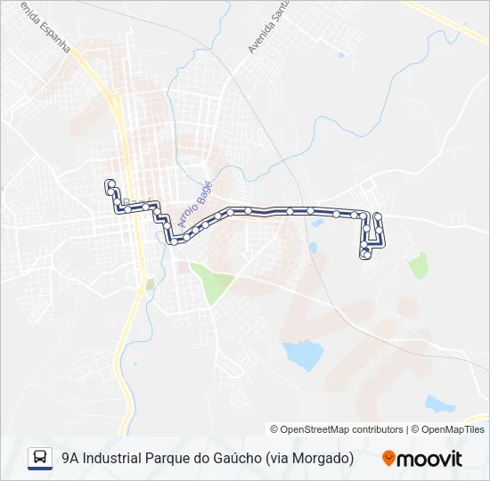 9A INDUSTRIAL PARQUE DO GAÚCHO (VIA MORGADO) Bus Line Map