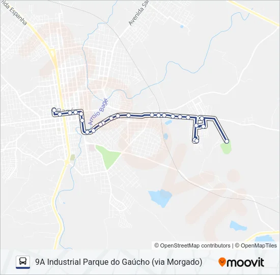 9A INDUSTRIAL PARQUE DO GAÚCHO (VIA MORGADO) Bus Line Map