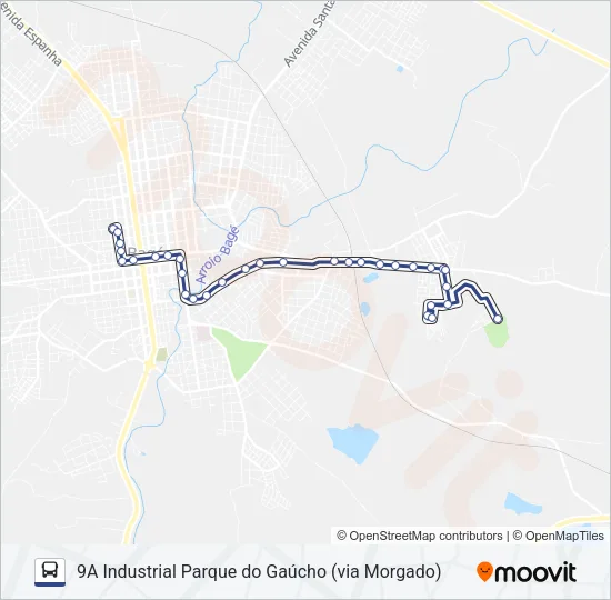 9A INDUSTRIAL PARQUE DO GAÚCHO (VIA MORGADO) Bus Line Map