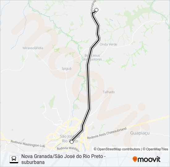 Mapa da linha 116 - A - 1 de ônibus
