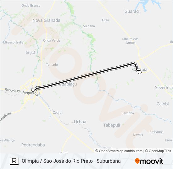 Mapa da linha 6832 - A - 2 de ônibus