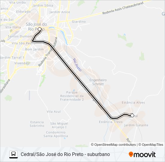 Mapa da linha 8185 - B - 1 de ônibus