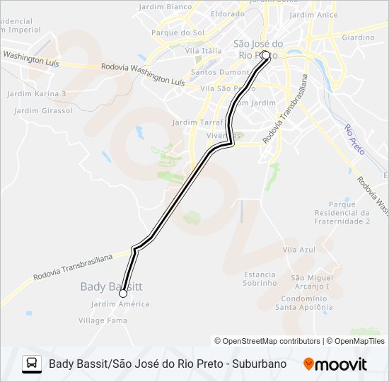 Mapa da linha 9039 - A - 2 de ônibus