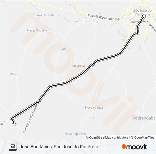 Mapa da linha 6782-A-1 de ônibus