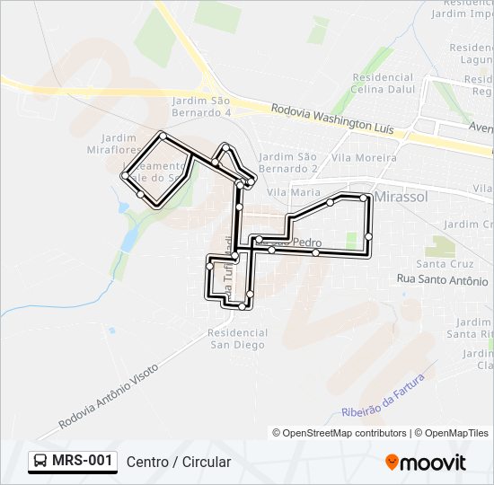 Mapa da linha MRS-001 de ônibus