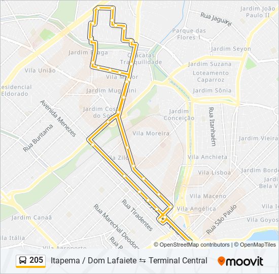 205 bus Line Map