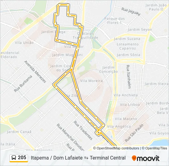 205 Bus Line Map