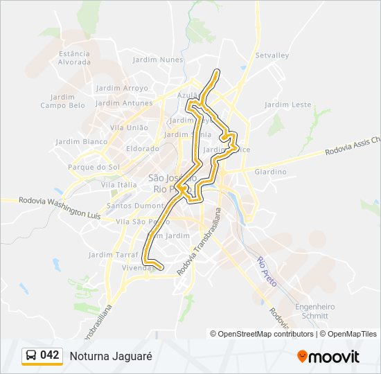 Mapa da linha 042 de ônibus