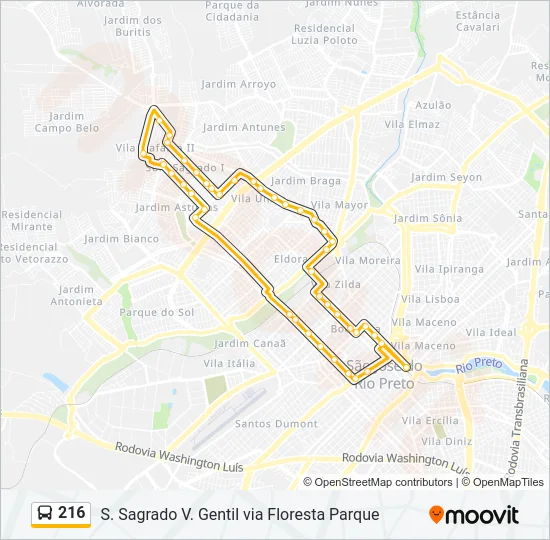 216 Bus Line Map