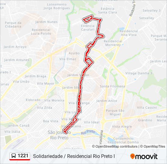 Mapa de 1221 de autobús