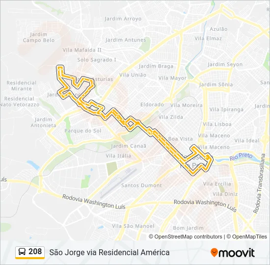 208 Bus Line Map