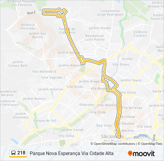 Mapa de 218 de autobús