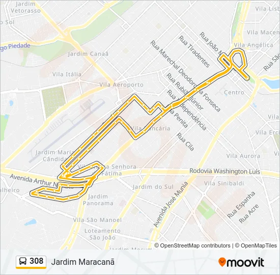 308 Bus Line Map