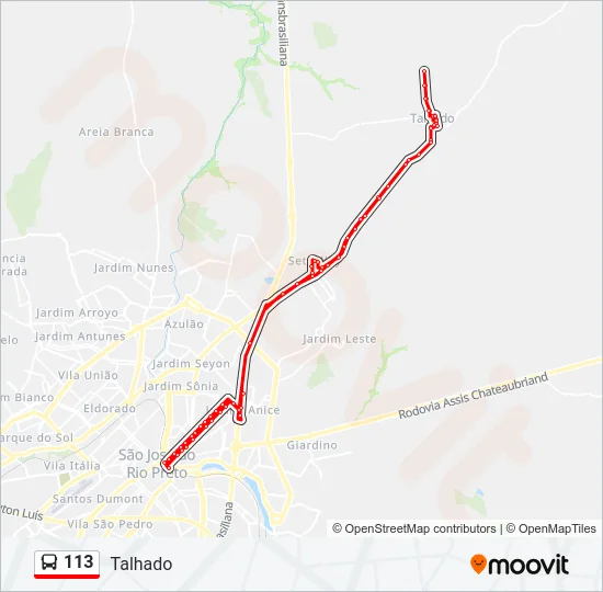113 Bus Line Map