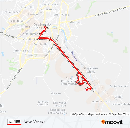 Mapa de 409 de autobús