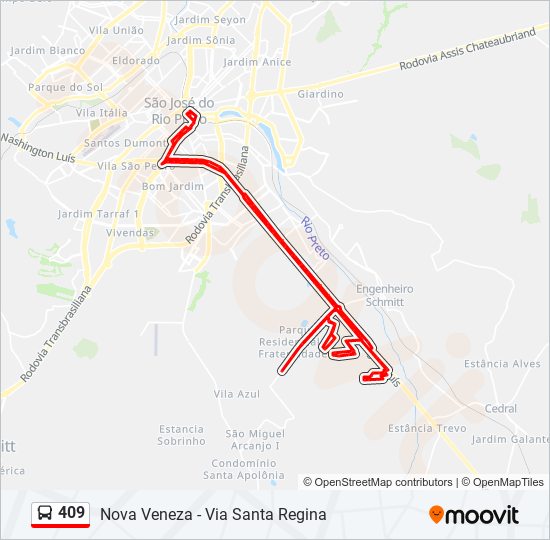 Mapa de 409 de autobús