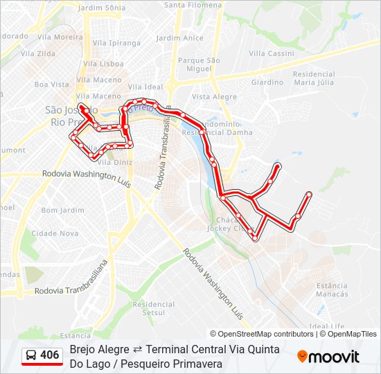 Mapa da linha 406 de ônibus