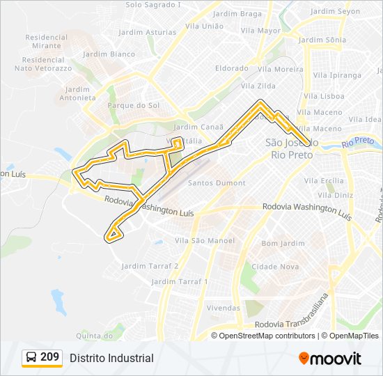 Mapa de 209 de autobús