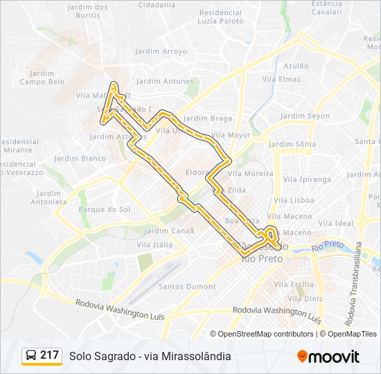 Mapa de 217 de autobús