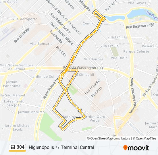 Mapa de 304 de autobús