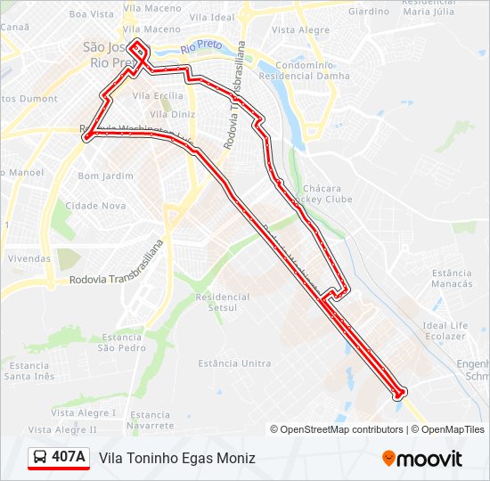 Mapa de 407A de autobús