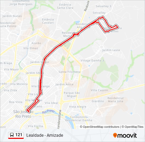 Mapa de 121 de autobús