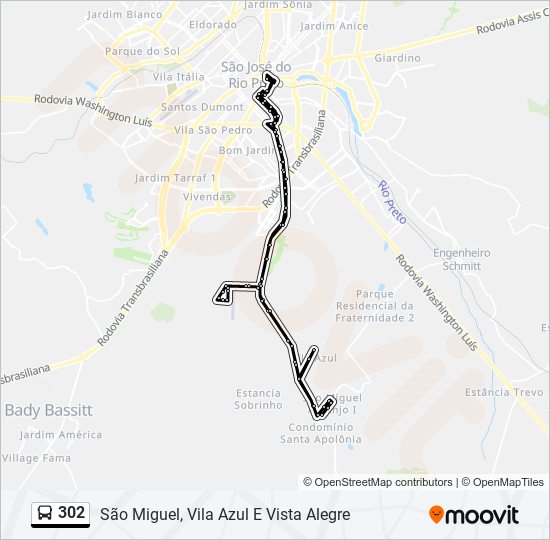 Mapa de 302 de autobús