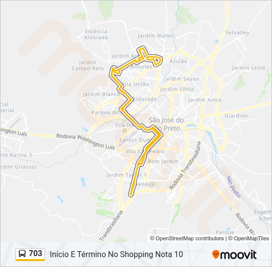 Mapa da linha 703 de ônibus