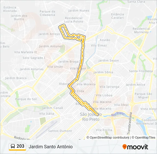 203 Bus Line Map