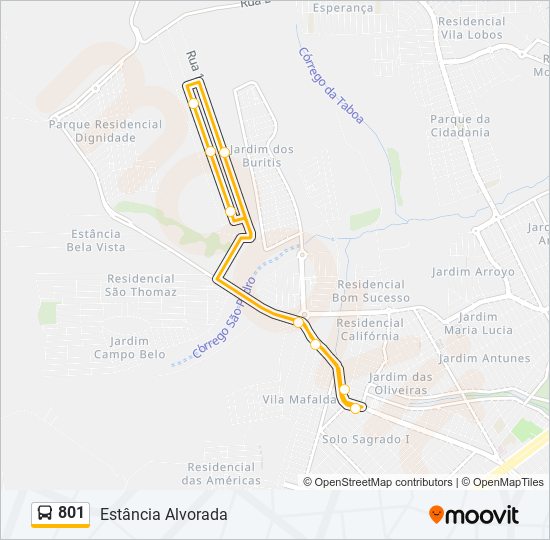 801 bus Line Map