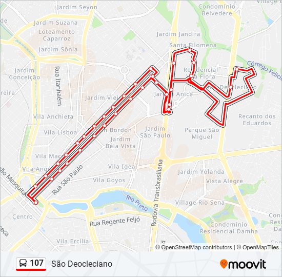 Mapa de 107 de autobús