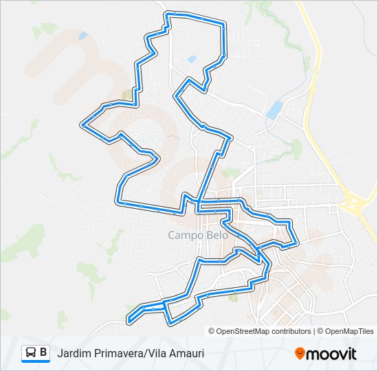 Mapa da linha B de ônibus