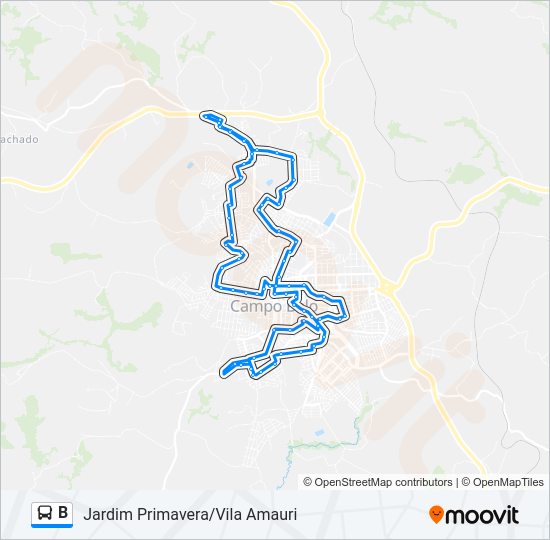 Mapa da linha B de ônibus