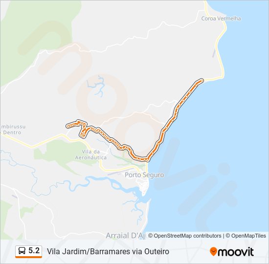 Mapa da linha 5.2 de ônibus