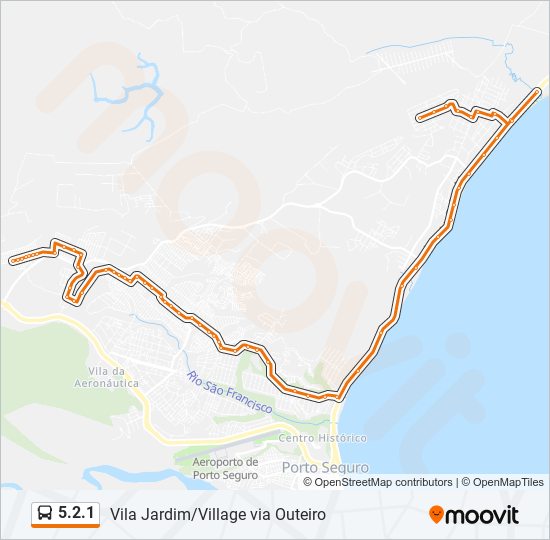 Mapa da linha 5.2.1 de ônibus