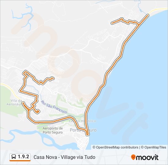 Mapa da linha 1.9.2 de ônibus