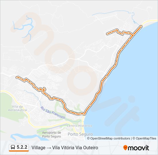 Mapa da linha 5.2.2 de ônibus