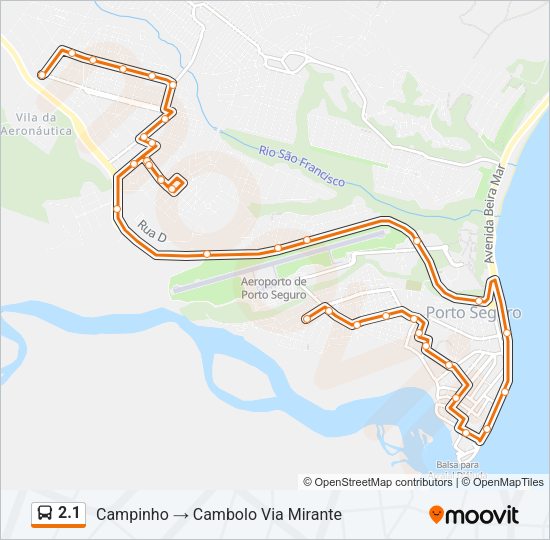 Mapa da linha 2.1 de ônibus