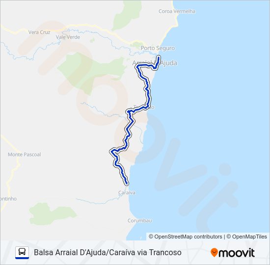 Mapa da linha BALSA/CARAÍVA de ônibus